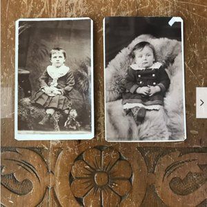 2 Antique CDV Toddler Girls Children Vtg Photos Portraits Prints Ontario Canada